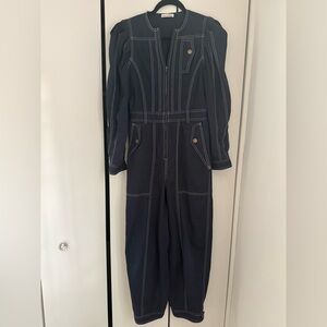 Ulla Johnson Navy Jumpsuit with White Stitching